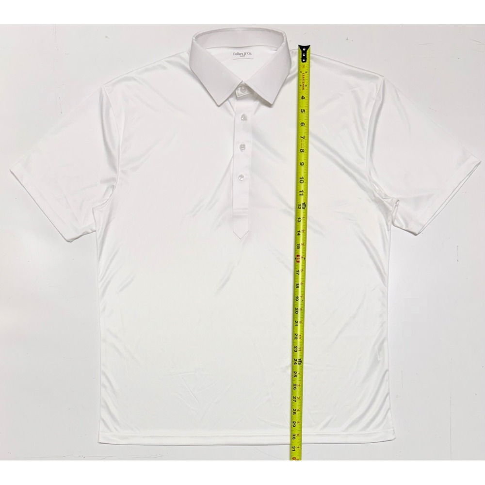 Collars & Co Mens Dress Collar Polo Shirt White XL Short Sleeve Performance Golf